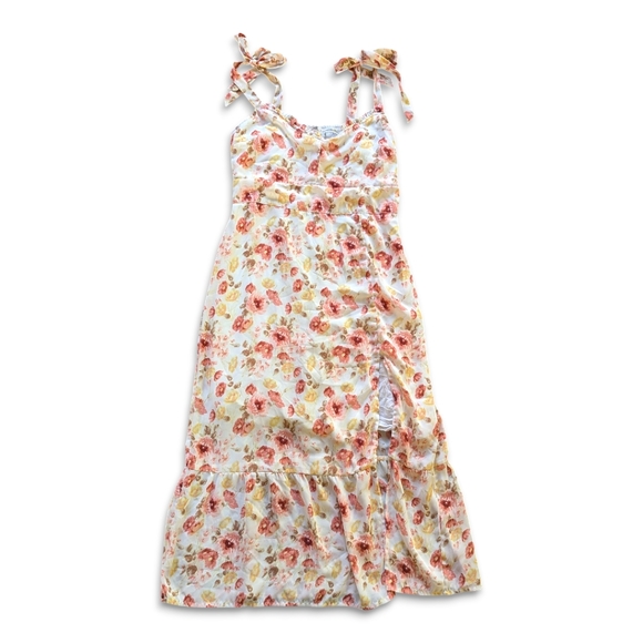 Abercrombie & Fitch Y2K Floral Midi | Corset Style Bust + Tie Straps |‎ Sz M - Picture 4 of 10